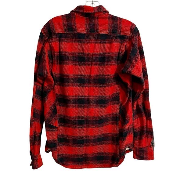Burton Shirt Men Small Red Blk Dryride Button Front Flannel Plaid Cotton Utilit… - Picture 2 of 8